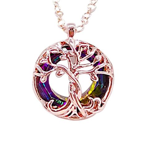 Bijoux Vente Chaude Mode Arbre De Vie Pendentif Personnalité Simple Creux Arbre De Vie Collier - Collier Or Rose