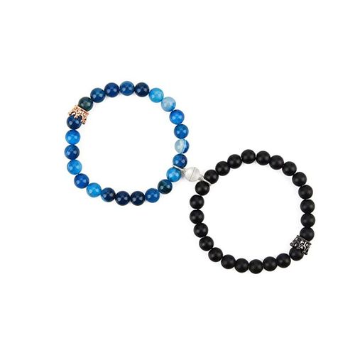 Mode Rose Cristal Givré Pierre Bracelet Couronne Magnétique Bracelet Couple - Bleu + Pierre Givrée