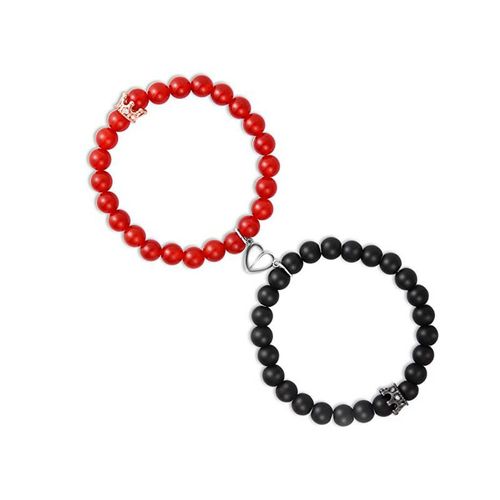 Mode Rose Cristal Givré Pierre Bracelet Couronne Magnétique Bracelet Couple - Rouge + Pierre Givrée