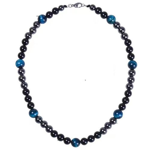 Vente Chaude Oeil De Tigre Hématite Obsidienne Triple Protection Collier Vintage Hommes Collier-Figure 4 Bleu Tigre Pierre 12mm