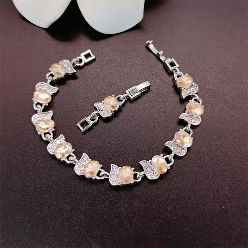 Nouveau Ménisque Incrusté Zircon Coloré Bracelet Mode Charme Bracelet Réglable - Champagne