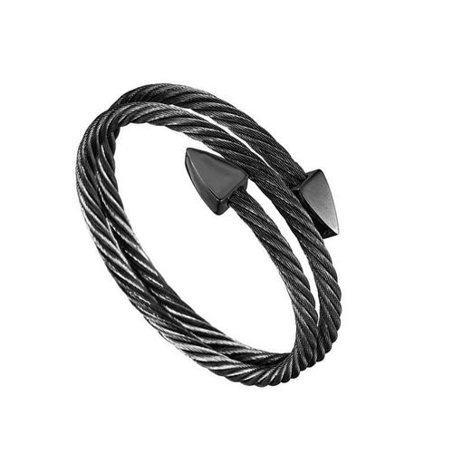 Tendance Rétro Personnalisé En Acier Inoxydable Enroulement Géométrique Bracelet Bracelet Accessoires-Noir