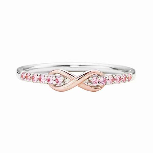 Nouveau Petit Anneau De Zirconium Incrusté De 8 Caracteres Porte-Bonheur Frais Simple Ins Net Rouge Bague Femme Bague Queue Unique - Argent - Diamant Rose - N ° 7