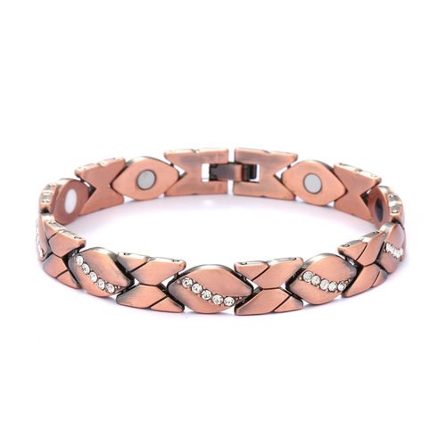 Bracelet Réglable A Aimant Complet Rétro Bracelet En Diamant A Feuilles Croisées Pour Hommes Et Femmes Couples-Bracelet A Aimant Complet En Diamant Pour Femme