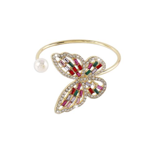 Bijoux Tempérament Mode Bracelet Papillon Creux Ouverture Bracelet Perle Réglable Bijoux - Diamant Couleur Or