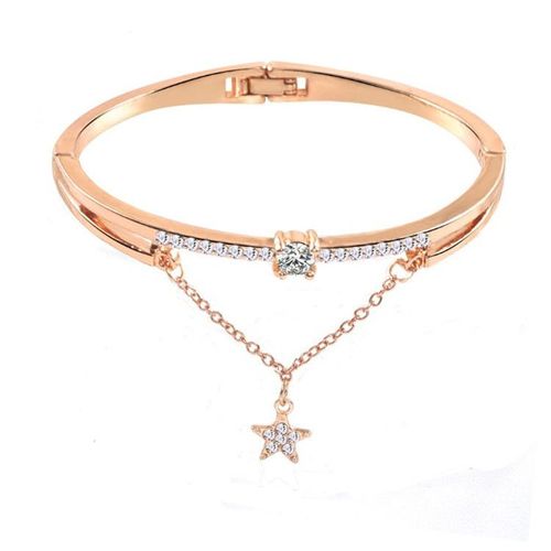 Bijoux Secouant Bracelet En Diamant Étoile A Cinq Branches Bracelet En Cristal De Mode - Or Rose