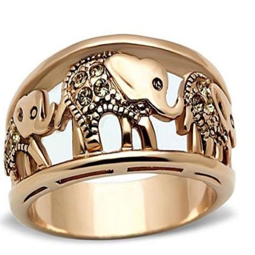 Nouveau Couple D'anneaux D'animaux De Mode De Personnalité Rétro Évidé Bague En Diamant D'éléphant En Or Ancien - Or Ancien - N ° 8
