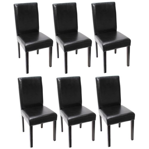 Lot De 6 Chaises De Salle À Manger Cuisine En Cuir Noir Pieds En Bois Foncés Design Moderne 04_0002109