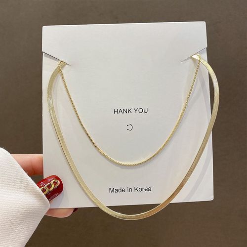 Collier Simple En Acier Au Titane Femme Ins Personnalité Polyvalente Conception Clavicule Collier Double Hip Hop Bijoux De Mode-X249 Or