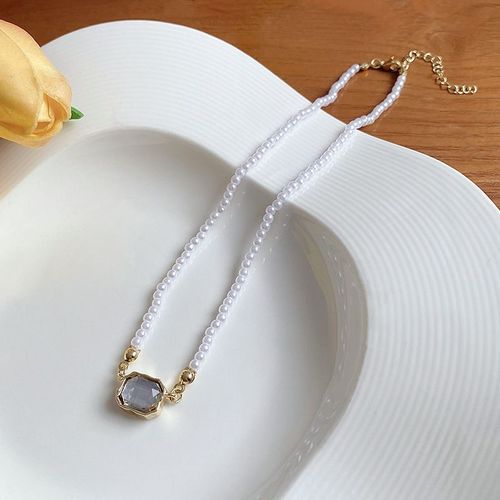 Ins Vent Perle Amour Titane Acier Collier Femmes All-Match Lumiere Luxe Niche Haut De Gamme Clavicule Chaîne Accessoires-X1033 Or#Titanium Steel