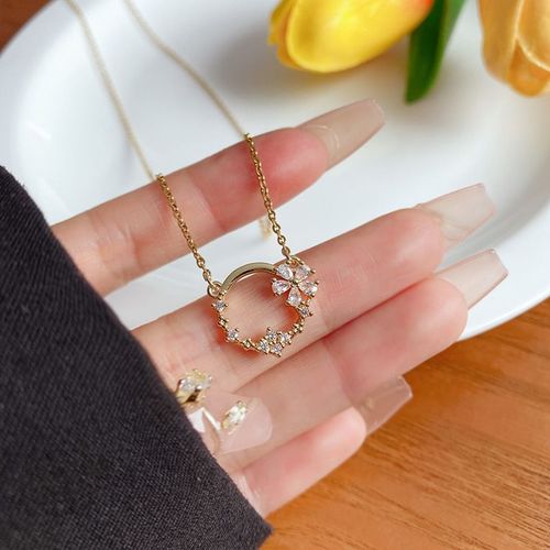 Ins Style Perle Amour Titane Acier Collier Femmes All-Match Lumiere Luxe Niche Haut De Gamme Clavicule Chaîne Accessoires-X1027 Or#Titanium Acier