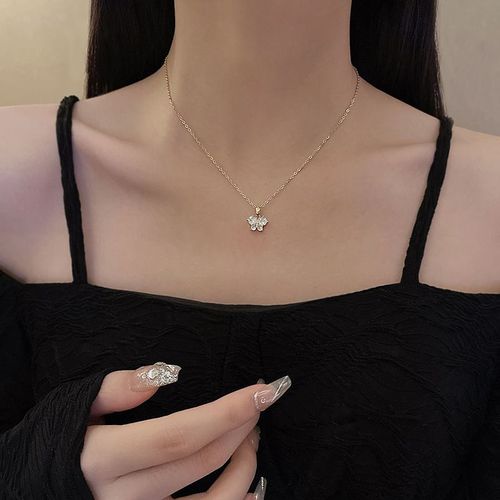 Ins Vent Perle Amour Titane Acier Collier Femmes All-Match Lumiere Luxe Niche Haut De Gamme Clavicule Chaîne Accessoires-X836 Or#Titanium Acier