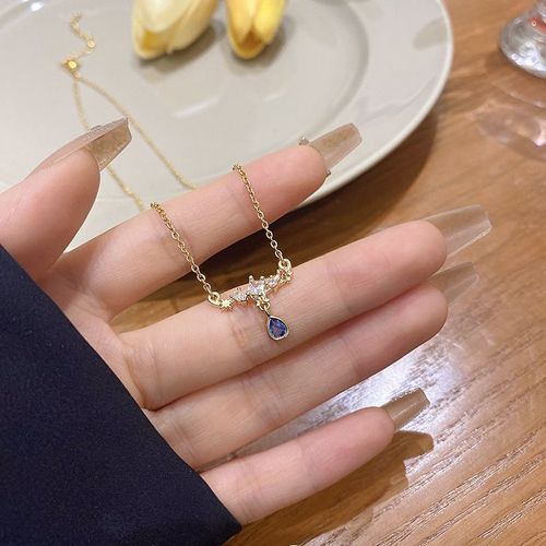 Ins Vent Perle Amour Titane Acier Collier Femmes All-Match Lumiere Luxe Niche Haut De Gamme Clavicule Chaîne Accessoires-X1091 Or#Titanium Acier