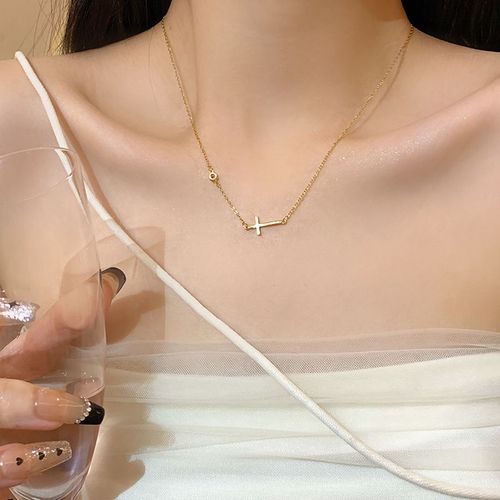 Ins Style Perle Amour Titane Acier Collier Femmes All-Match Lumiere Luxe Niche Haut De Gamme Clavicule Chaîne Accessoires-X1066 Or#Titanium Acier
