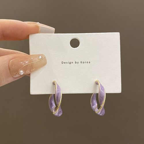 925 Argent Aiguille Irréguliere Goutte A Goutte Huile Violet Boucles D'oreilles Femme Rétro Premium Pervenche Bleu Cercle Boucles D'oreilles Boucles D'oreilles-Sw-A1027 Violet