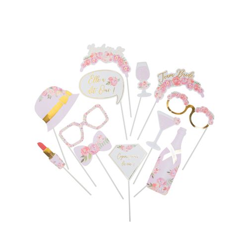 Kit Photobooth 12 Accessoires Evjf Fleuri