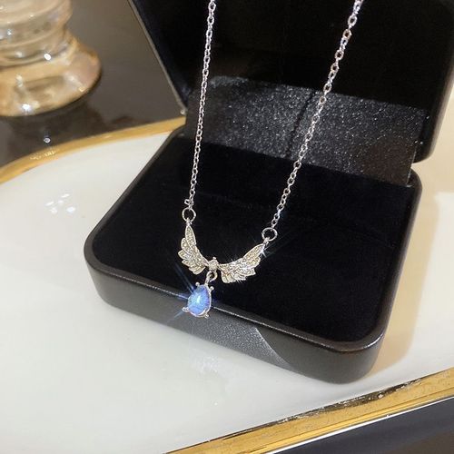 Coréen Argent Titane Acier Collier Filles Versatile Haut De Gamme Niche Perle Papillon Pendentif Clavicule Chaîne Bijoux-X1070 Argent