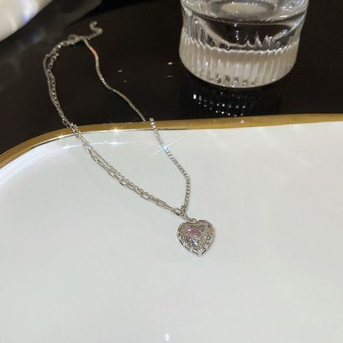 Coréen Argent Titane Acier Collier Filles Versatile Haut De Gamme Niche Perle Papillon Pendentif Clavicule Chaîne Bijoux-X1045 Argent