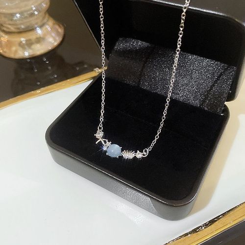 Coréen Argent Titane Acier Collier Filles Versatile Haut De Gamme Niche Perle Papillon Pendentif Clavicule Chaîne Bijoux-X1011 Argent