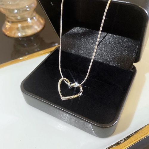 Coréen Argent Titane Acier Collier Filles Versatile Haut De Gamme Niche Perle Papillon Pendentif Clavicule Chaîne Bijoux-X896 Argent