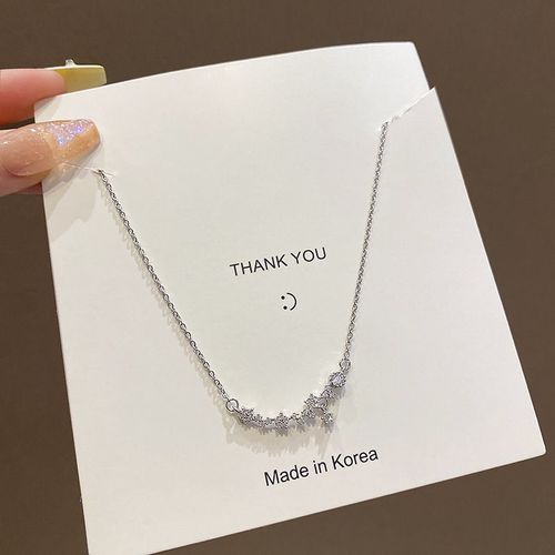 Coréen Argent Titane Acier Collier Filles Versatile Haut De Gamme Niche Perle Papillon Pendentif Clavicule Chaîne Bijoux-X857 Argent
