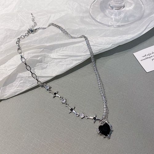 Coréen Argent Titane Acier Collier Filles Versatile Haut De Gamme Niche Perle Papillon Pendentif Clavicule Chaîne Bijoux-X1100 Argent