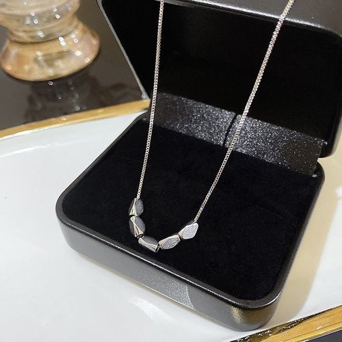 Coréen Argent Titane Acier Collier Filles Versatile Haut De Gamme Niche Perle Papillon Pendentif Clavicule Chaîne Bijoux-X973 Argent