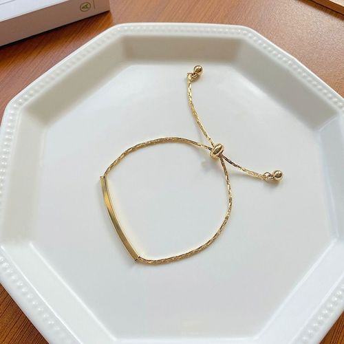 Bracelet Coulissant De Niche De Style Froid Bracelet En Métal Simple All-Match Rétro Pour Femmes Bracelet Rouge Net Réglable-Sw-D004 Or