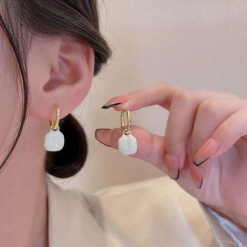 Coréen Rétro Perle Zircon Boucle D'oreille Minorité Féminine Style Indifférent Boucles D'oreilles Haut De Gamme Tempérament Oreille Bijoux-A526 Or # Huile De Goutte Blanche