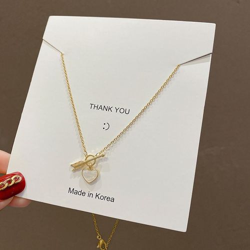 Collier En Acier Au Titane Rétro Pendentif Perle Haut De Gamme Polyvalent Pour Femme Ins Vent Chaud Fille Clavicule Chaîne Bijoux-X178 Or (Acier Au Titane)
