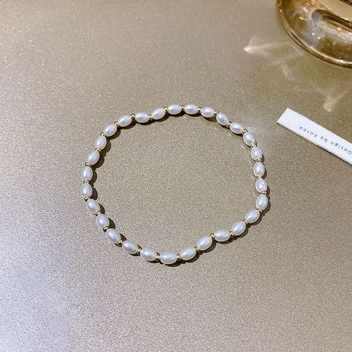 2022 Nouveau Hong Kong Style Perle Bracelet Filles Polyvalent Simple Perlé Bracelet Réglable Élastique Corde Main Bijoux-Perle # S316 Or