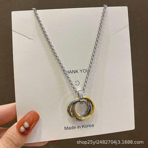 Titane Acier Collier Femme A La Mode Hip Hop Rétro Pendentif Clavicule Chaîne Mâle Étoile Net Rouge Collier Accessoires-X345 Or