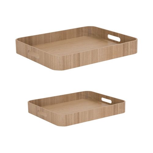 Set De 2 Plateaux Rectangles Bois Naturel