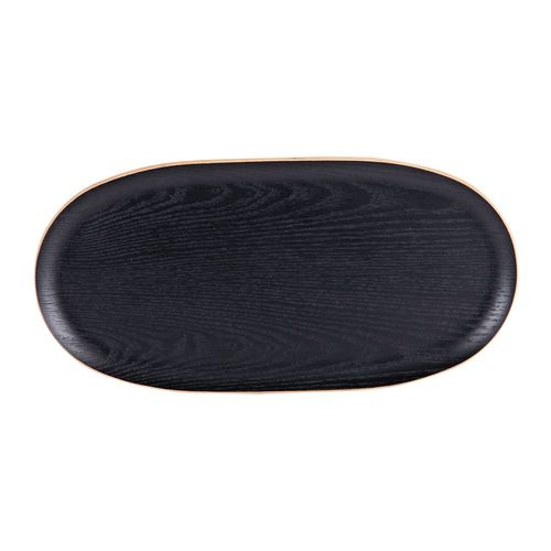 Plateau Ovale Bois Noir 31x15 Cm