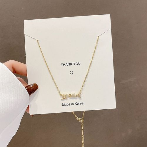 Collier En Acier Au Titane Pour Femmes Style Givré Lettre Reve Pendentif Conception Simple Clavicule Chaîne Accessoires-Sw-X467 Or