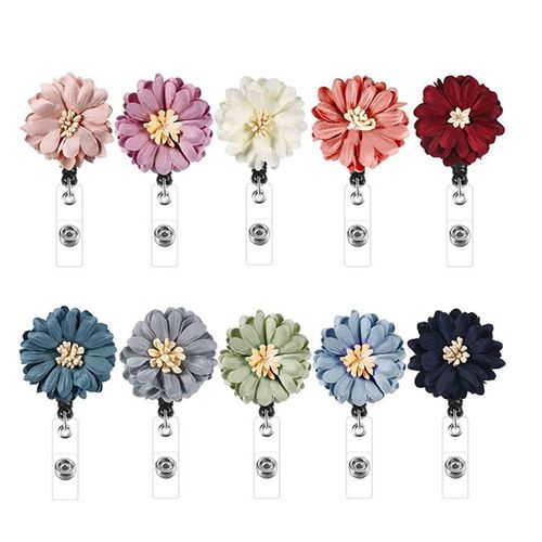 Lot De 10 Clips Pour Badges, Porte-Cartes, Motif Floral, À Tirer, Avec Pince Crocodile