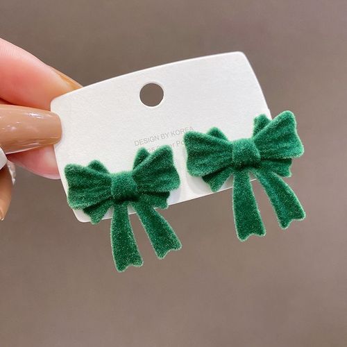 Automne Et Hiver Ins Vent Vert Boucles D'oreilles Flocage Sens De La Polyvalence Des Femmes Boucles D'oreilles Noud Papillon Boucles D'oreilles Aiguille En Argent 925-Noud Papillon Papillon