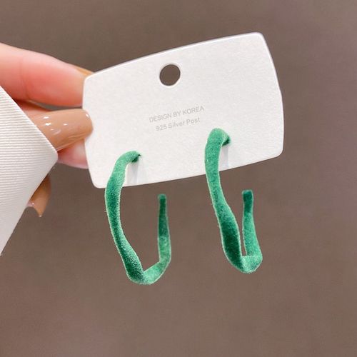 Automne Et Hiver Ins Vent Vert Flocage Boucles D'oreilles Sens Haut De Gamme Des Femmes De Polyvalence Arc Boucles D'oreilles 925 Argent Aiguille Boucles D'oreilles-C Cercle