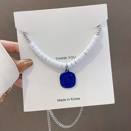 Hip-Hop Ins Marée Klein Bleu Carré Marque Collier Femme Niche All-Match Automne Et Hiver Chandail Chaîne Style Froid Personnalité Accessoires-Sw-X827 Argent