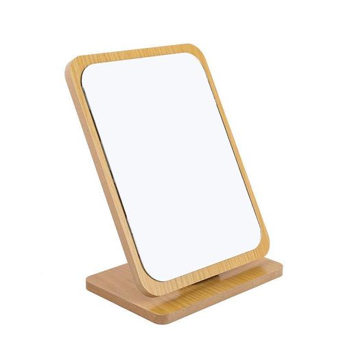 Miroir de maquillage de table pliable en bois -22*16cm, Petit miroir carré sur pied - Miroir de maquillage portable - Miroir carré moyen sur pied