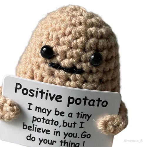 Lutabuo Poupée de pomme de terre positive, poupée de pomme de terre  tricotée cousue à la main avec carte positive 
