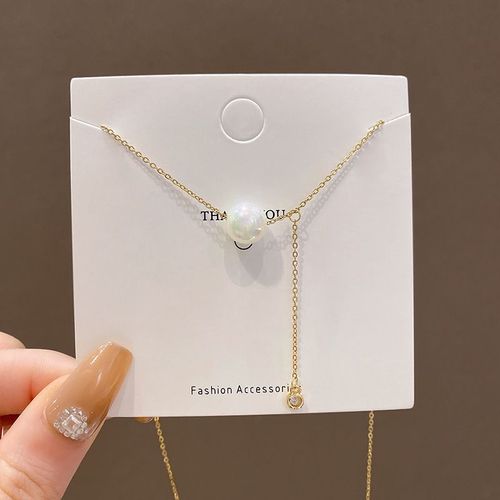 2022 Nouvelle Couleur Collier De Perles Femme Ins Style Polyvalent Micro-Incrusté Zircon Titane Acier Clavicule Chaîne Collier Bijoux-Sw-X852 Or