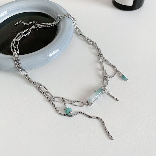 Internet Célébrité Style Neutre Bambou Titane Acier Collier Femmes Marée Nationale Conception Sens Niche Tempérament Clavicule Chaîne Été Ins Accessoires-Sw-X930 Argent
