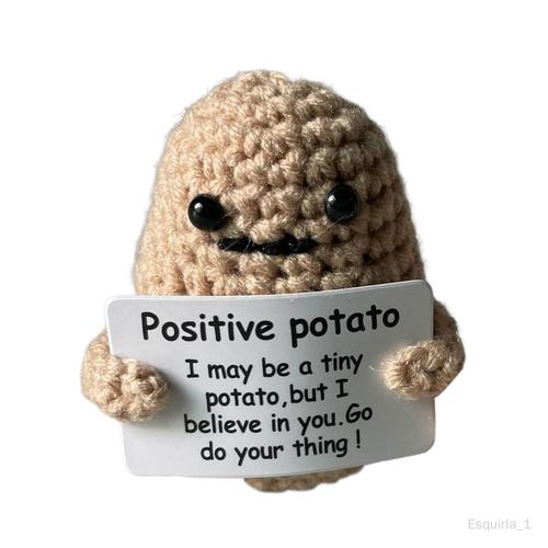 Pomme de terre positive drôle, poupée de pomme de terre tricotée drôle,  poupée à tricoter d'encouragement mignonne avec carte positive, ornements  pour Kaki 4cm