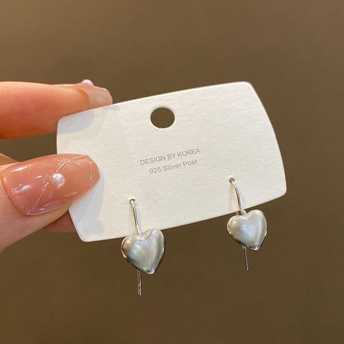 Version Coréenne De Boucles D'oreilles D'amour En Métal De Vent Froid Femme Tempérament De Sens Haut De Gamme En Trois Dimensions Crochet D'oreille De Coeur De Peche Net Bijoux D'oreille Rouge-Sw-E5282 Argent