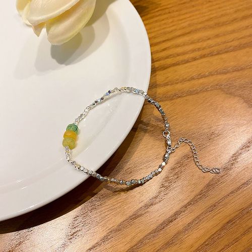 Coréen Rétro Cassé Argent Quelques Deux Bracelet Filles Niche Tempérament Couleur Bracelet Perlé Vent Froid Personnalité Main Bijoux-Vert S279