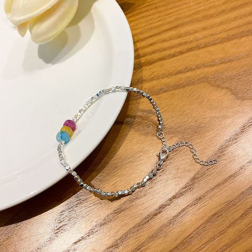 Coréen Rétro Cassé Argent Quelques Deux Bracelet Filles Niche Tempérament Couleur Bracelet Perlé Vent Froid Personnalité Main Bijoux-Rose S279