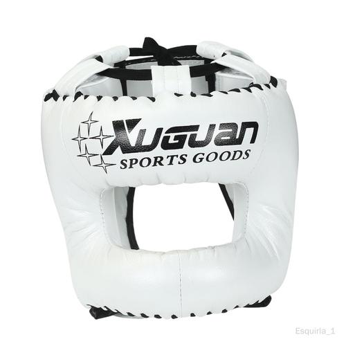 Casque De Protection De Tête Rembourrée Réglable Pour Sanda Karaté Grappling S Blanc