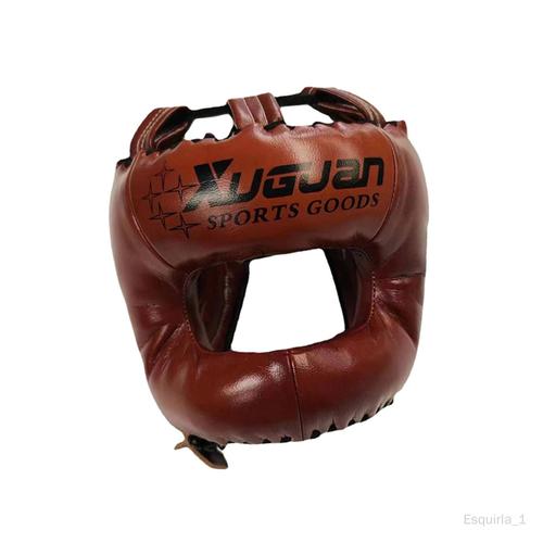 Casque De Protection De Tête Rembourrée Réglable Pour Sanda Karaté Grappling L Marron Brun