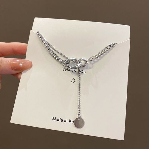 Automne Et Hiver Longue Chaîne De Chandail En Acier Au Titane Collier Femmes Style Cool Personnalité De La Mode Haut De Gamme Fille Chaude Chandail Chaîne Marée-Sw-X1088 Argent
